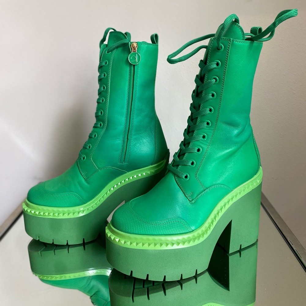 EUC JIMMY CHOO X Sailor Moon Sailor Jupiter Boot 120 In Jupiter Green 35 - Picture 4 of 14